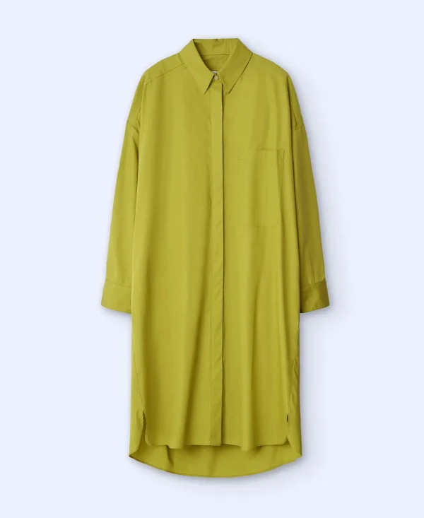 Adolfo Dominguez Vestidos Y Monos>Vestido Camisero En Algodon Verde Pistacho