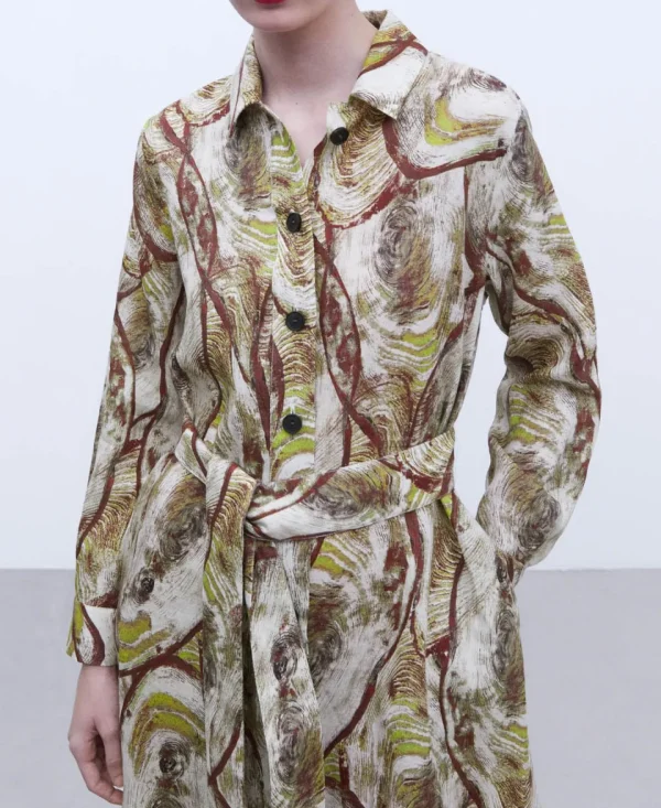 Adolfo Dominguez Vestidos Y Monos>Vestido Camisero Estampado En Lino Multicolor