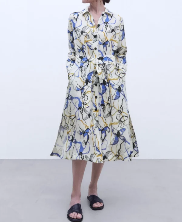 Adolfo Dominguez Vestidos Y Monos>Vestido Camisero Estampado En Lino Estampado Flores