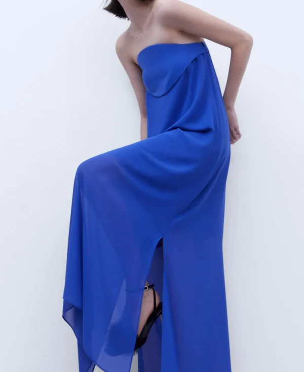 Adolfo Dominguez Vestidos Y Monos>Vestido Con Escote Asimetrico Cobalto