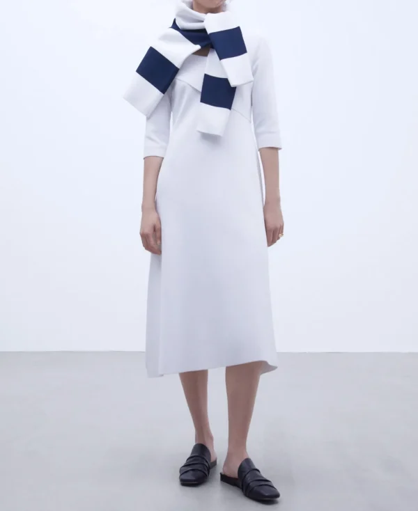 Adolfo Dominguez Vestidos Y Monos>Vestido Con Escote Cruzado Asimetrico Blanco