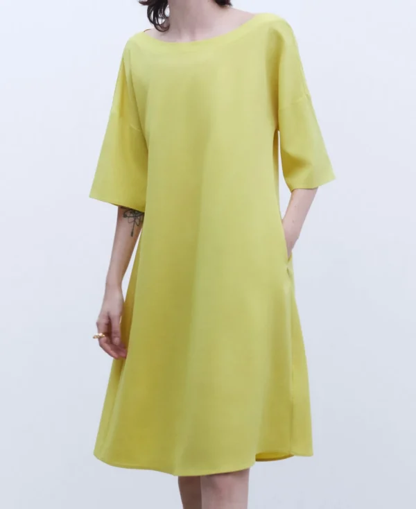 Adolfo Dominguez Vestidos Y Monos>Vestido Corto Evase Amarillo Oscuro