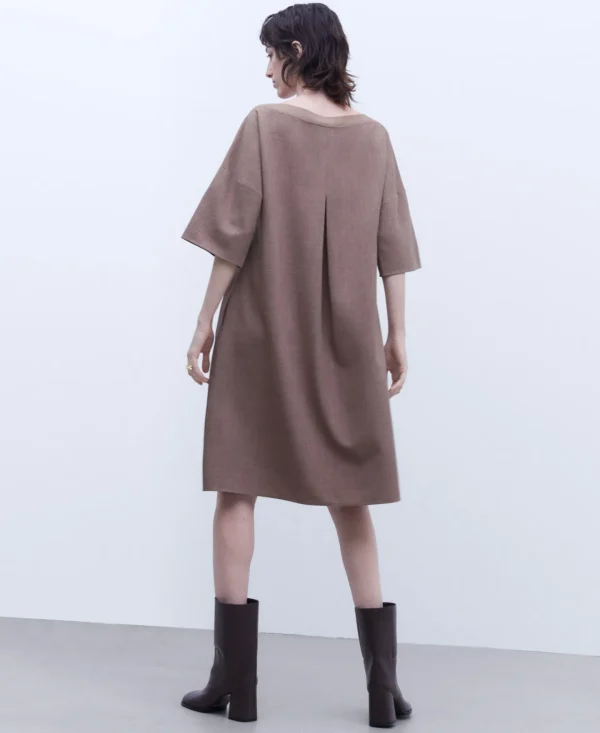 Adolfo Dominguez Vestidos Y Monos>Vestido Corto Evase Camel/Marron