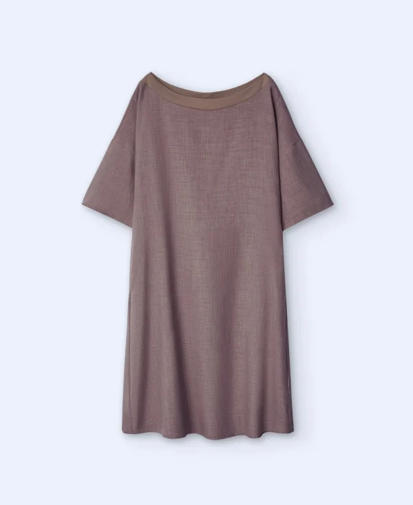Adolfo Dominguez Vestidos Y Monos>Vestido Corto Evase Camel/Marron