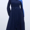 Adolfo Dominguez Vestidos Y Monos>Vestido De Crinkle Bicolor Azul