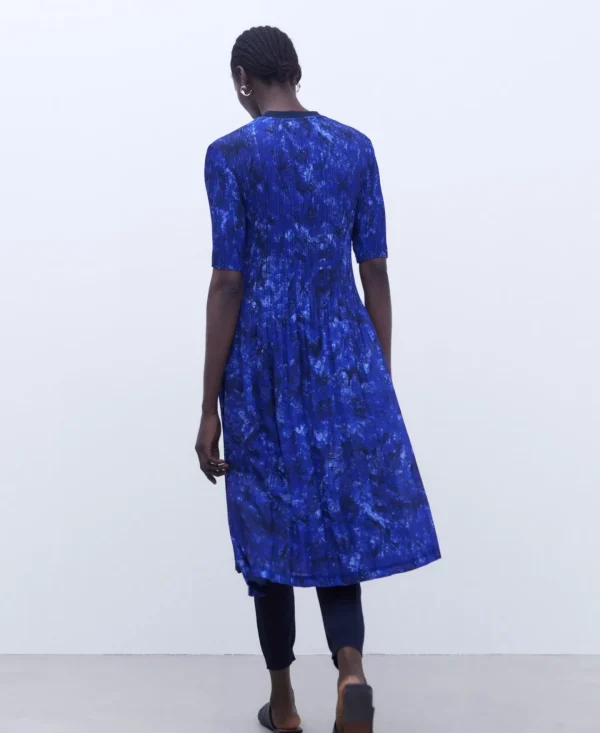 Adolfo Dominguez Vestidos Y Monos>Vestido De Crinkle Estampado Azul Estampado