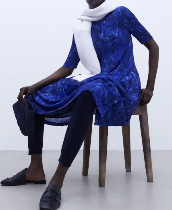 Adolfo Dominguez Vestidos Y Monos>Vestido De Crinkle Estampado Azul Estampado