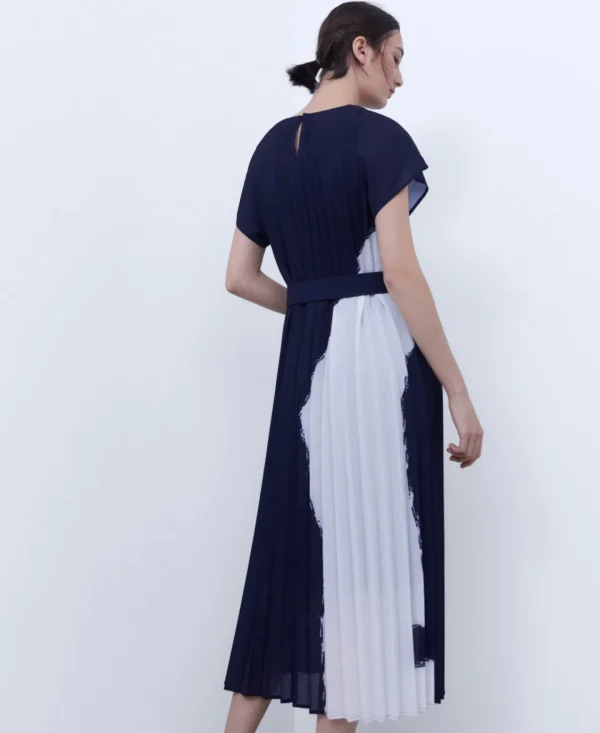 Adolfo Dominguez Vestidos Y Monos>Vestido En Crinkle Estampado Blanco/Azul