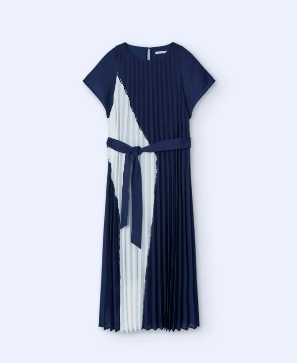 Adolfo Dominguez Vestidos Y Monos>Vestido En Crinkle Estampado Blanco/Azul