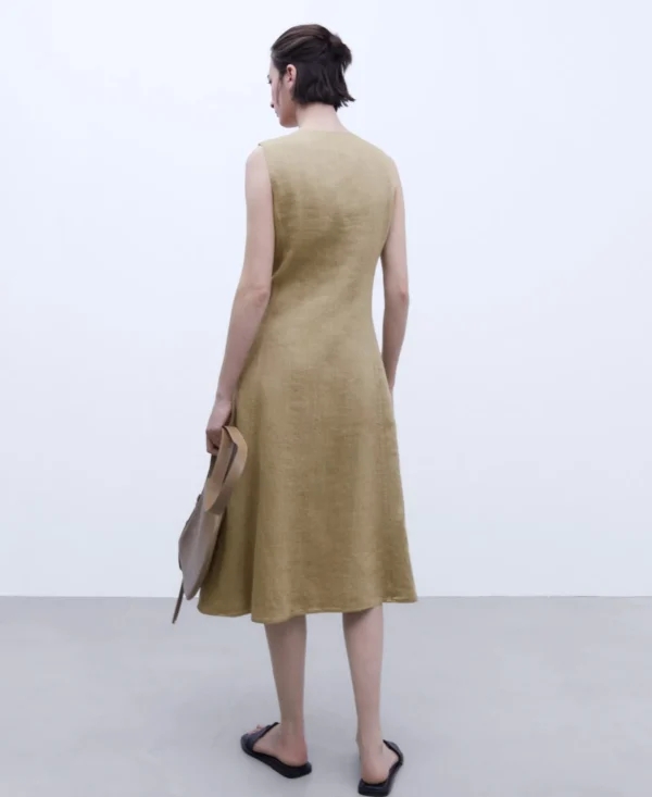 Adolfo Dominguez Vestidos Y Monos>Vestido En Lino Y Algodon Caramelo
