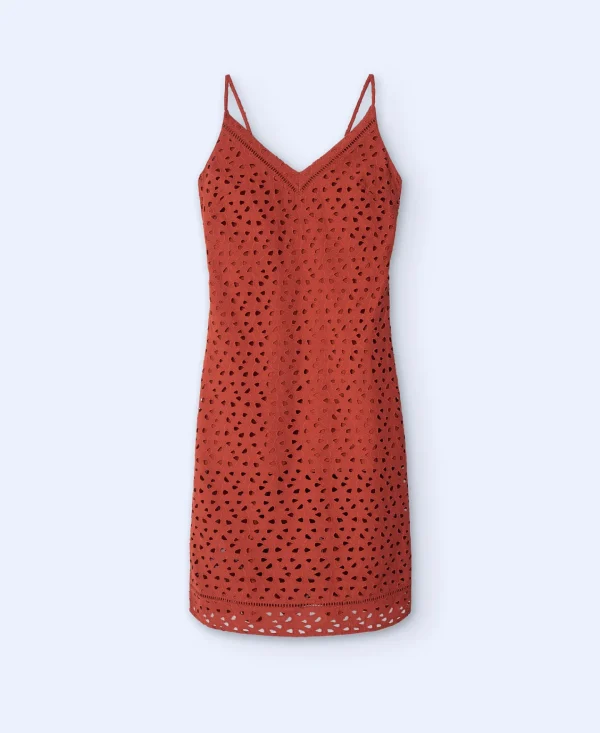 Adolfo Dominguez Vestidos Y Monos>Vestido Escote Pico En Lino Algodon Naranja