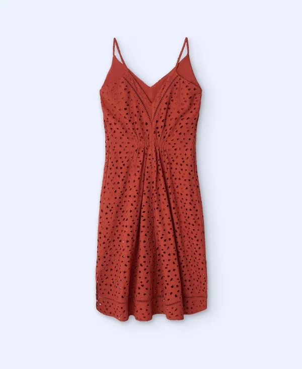 Adolfo Dominguez Vestidos Y Monos>Vestido Escote Pico En Lino Algodon Naranja