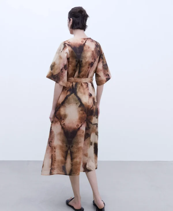 Adolfo Dominguez Vestidos Y Monos>Vestido Estampado Con Escote En Pico Multicolor
