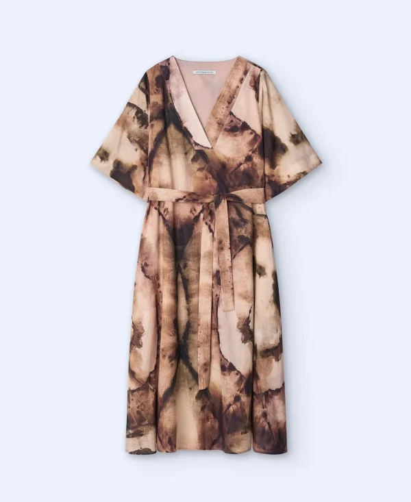 Adolfo Dominguez Vestidos Y Monos>Vestido Estampado Con Escote En Pico Multicolor