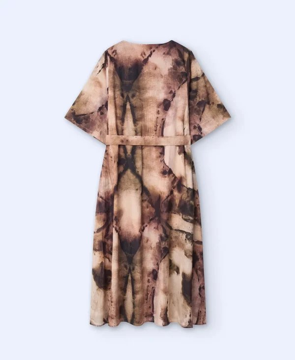 Adolfo Dominguez Vestidos Y Monos>Vestido Estampado Con Escote En Pico Multicolor