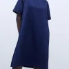 Adolfo Dominguez Vestidos Y Monos>Vestido Evase Con Cuello Caja Azul Marino