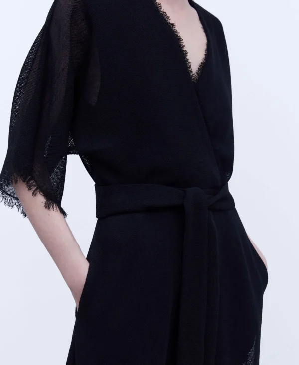 Adolfo Dominguez Vestidos Y Monos>Vestido Kimono Desflecado Negro