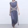 Adolfo Dominguez Vestidos Y Monos>Vestido Largo Con Aplicacion Jacquard Gris Melange