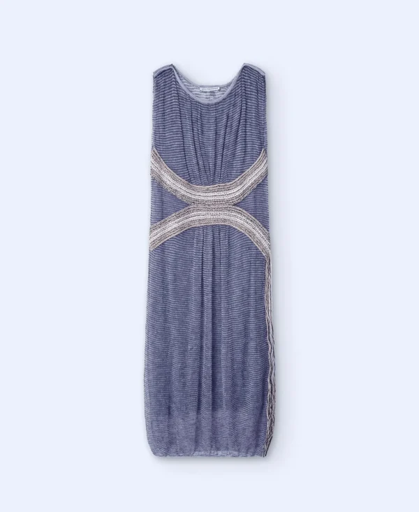Adolfo Dominguez Vestidos Y Monos>Vestido Largo Con Aplicacion Jacquard Gris Melange