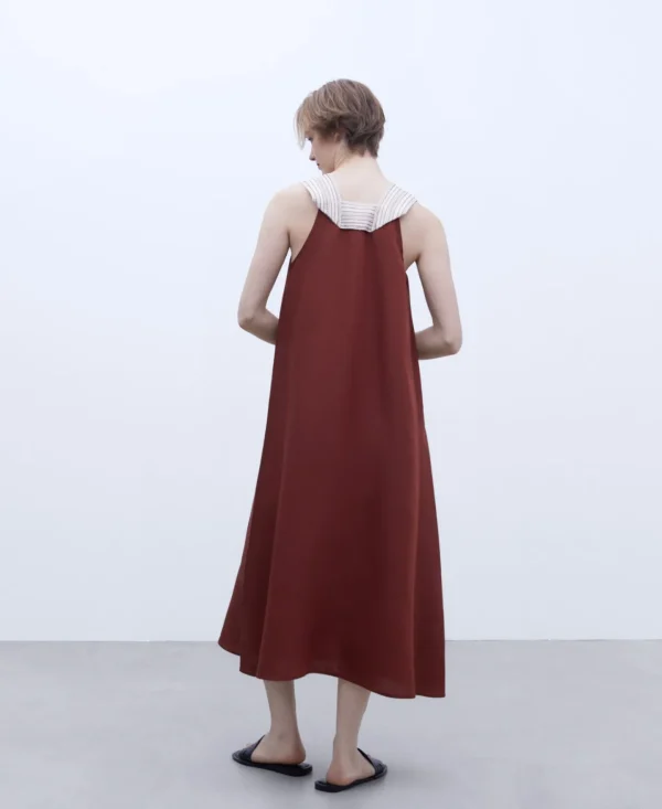 Adolfo Dominguez Vestidos Y Monos>Vestido Largo Con Tirantes A Detalle Teja
