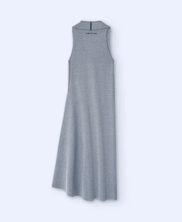 Adolfo Dominguez Vestidos Y Monos>Vestido Largo Escote Princesa En Punto Blanco Y Negro