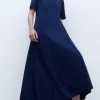 Adolfo Dominguez Vestidos Y Monos>Vestido Largo Escote Redondo Azul Marino