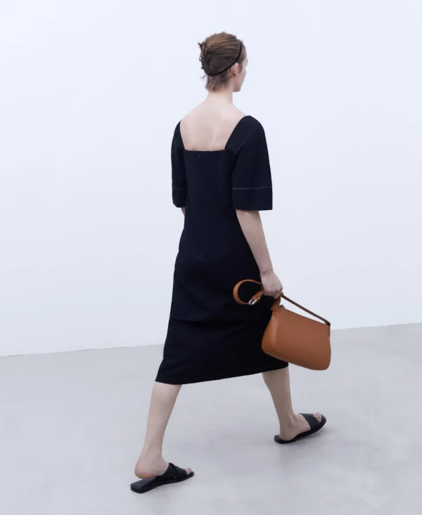 Adolfo Dominguez Vestidos Y Monos>Vestido Midi Escote Recto Negro